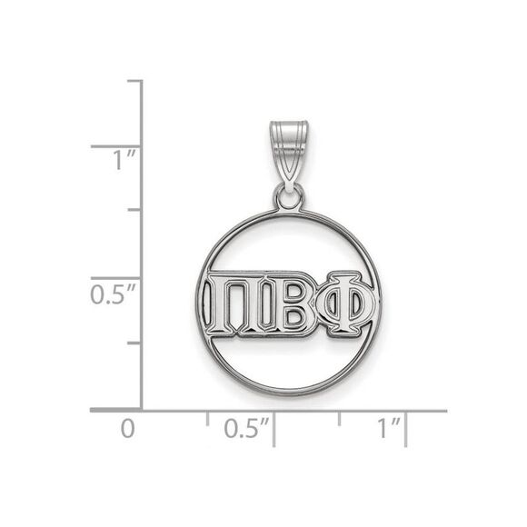 Sterling Silver Pi Beta Phi Medium Circle Greek Letters Pendant - Picture 2 of 4